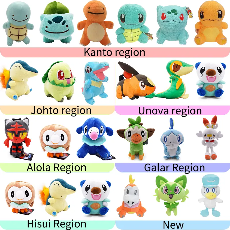 3-teilige Pokémon Plüschfiguren Regionen-Sammlung