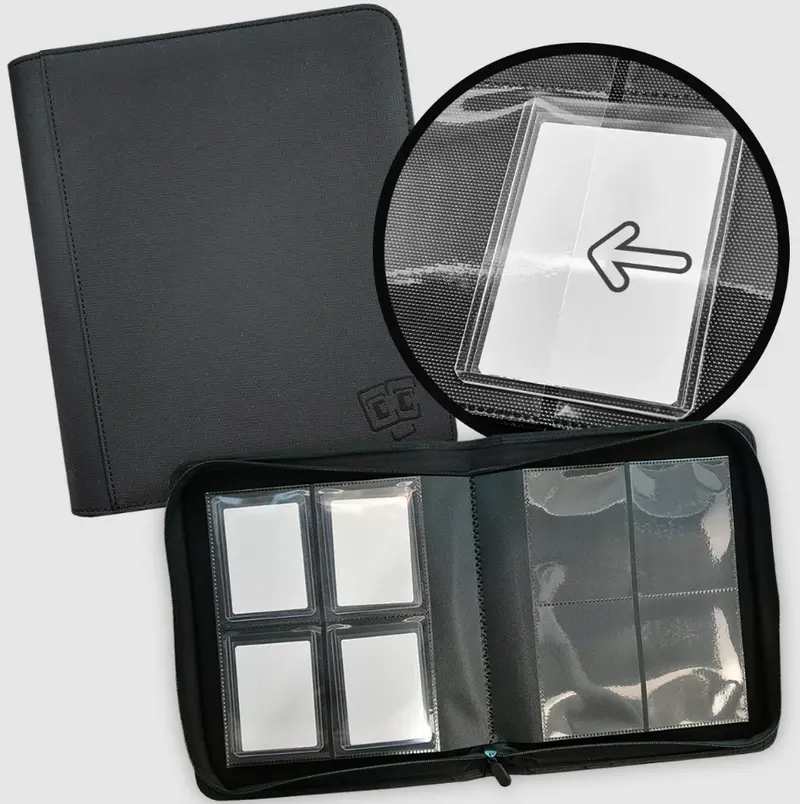 4-Pocket Toploader Leather Binder Black TCG Guru