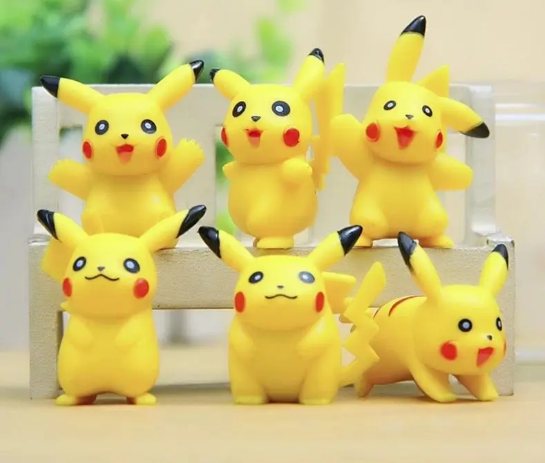 6 Pikachu PVC Pokeball Figuren (ca.4 cm)