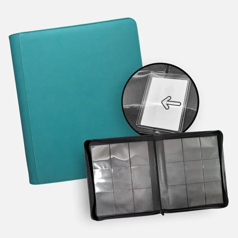 9-Pocket Toploader Xenon Binder Turquoise TCG Guru