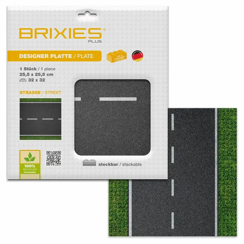 BRIXIES Bodenplatte Straße Gerade 32x32cm