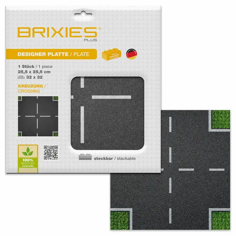BRIXIES Bodenplatte Straße Kreuzung 32x32cm