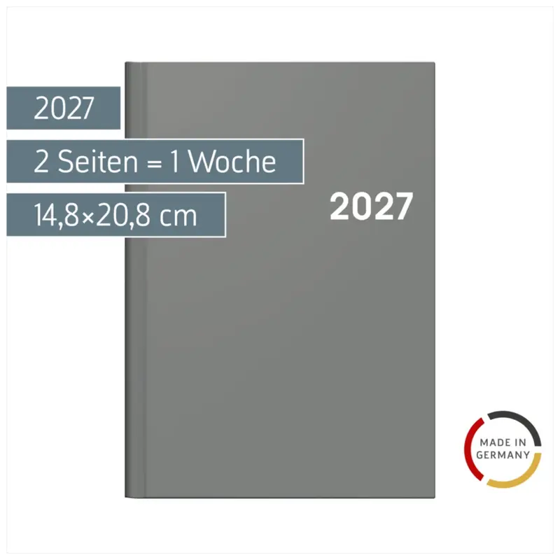 BRUNNEN Buchkalender Colour Line A5 Grau 2027