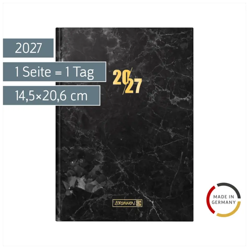 BRUNNEN Buchkalender Graphite 2027 A5, 352 Seiten