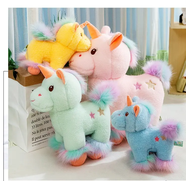 Bunte Kuschel Einhörner Stofftiere (25cm)
