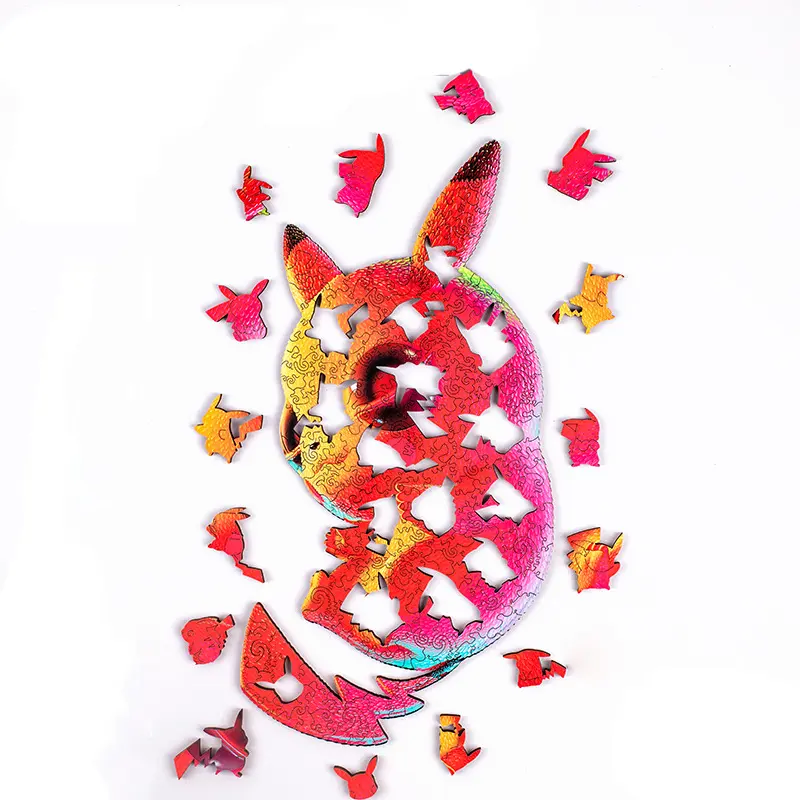 Buntes Pikachu Puzzle aus Holz