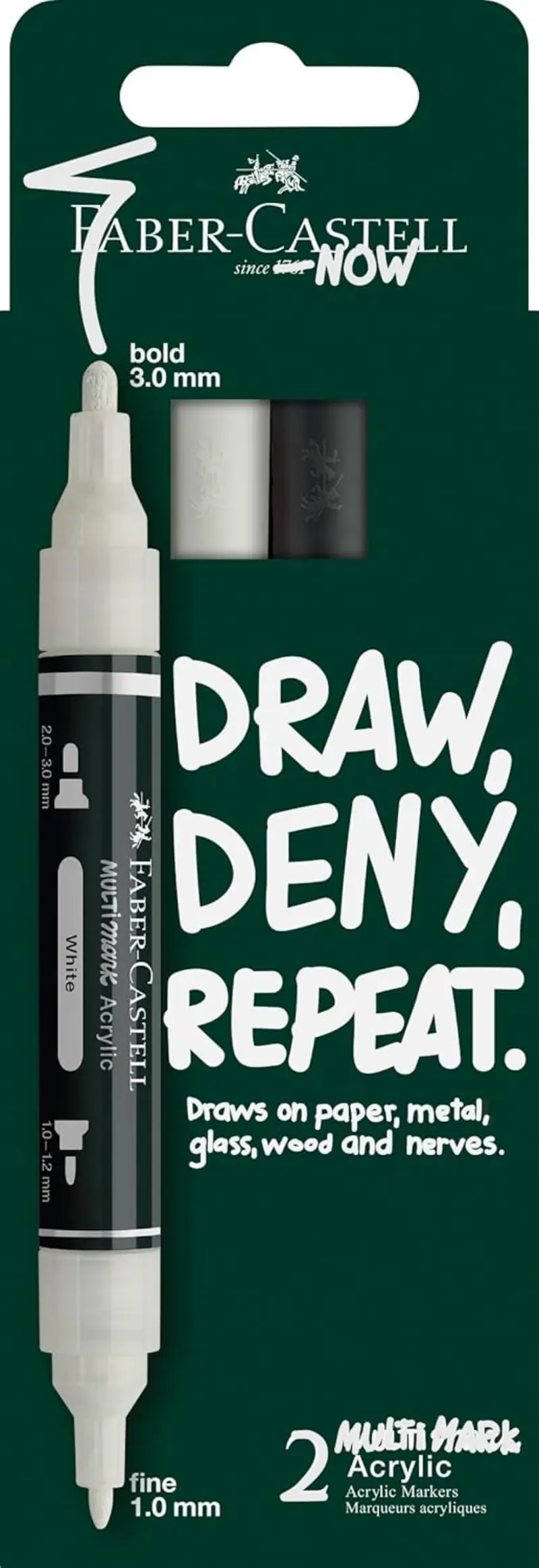 Faber-Castell Multimark Acrylic Marker 2er Set Schwarz & Weiß
