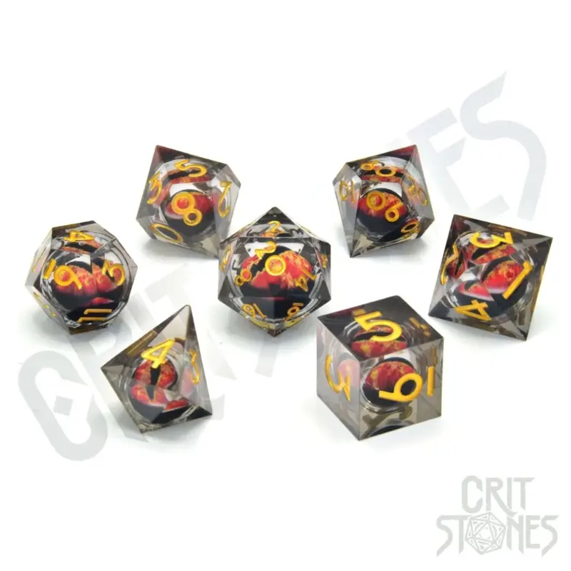 Fire Dragon'S Gaze Floating Eye Rpg Dice Set