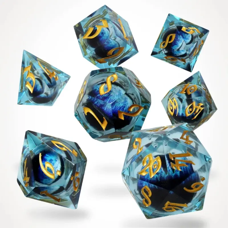Ice Dragon'S Gaze Floating Eye Rpg Dice Set
