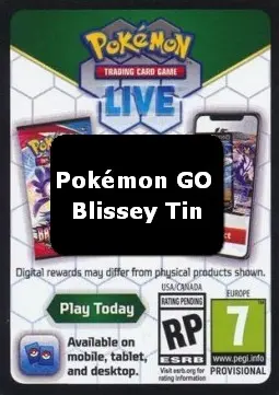 Live Code Card (Blissey Tin) - Pokémon GO (Online Code Card)