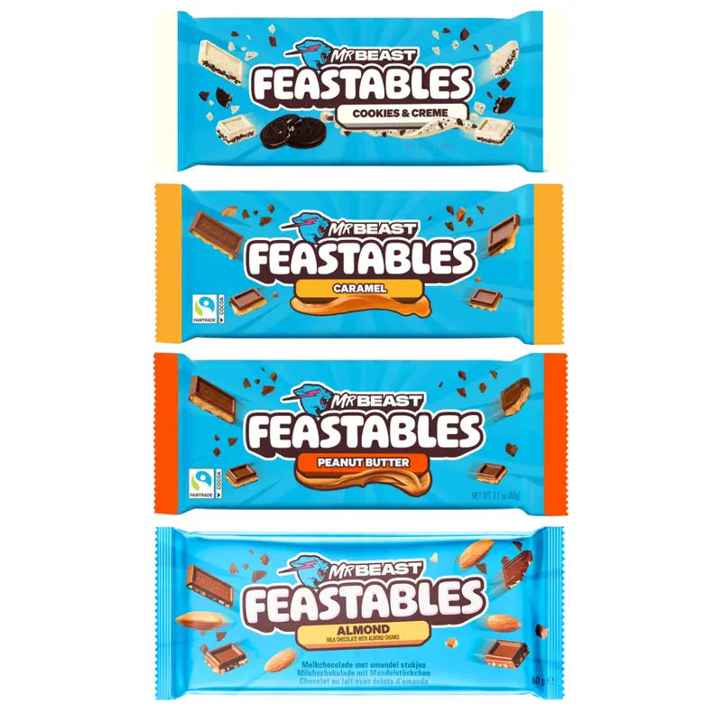 Mr Beast Feastables Schokoladenriegel | 4er-Pack