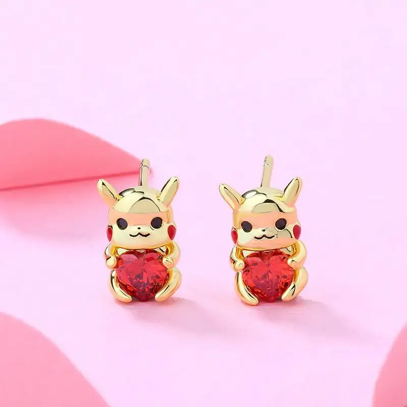 Pikachu mit Herz Goldkette oder Ohrringe