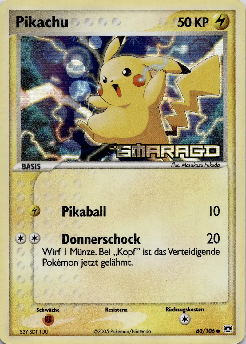 Pikachu mit Stempel (EM 60) EX Smaragd – Deutsch (Good)