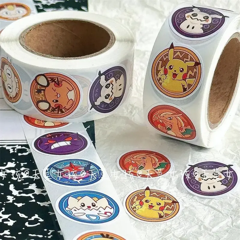 Pikachu oder Pokemon Aufkleber 500 Stk. auf Rolle