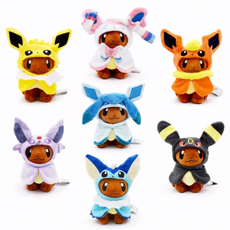 Pokemon Cosplay Set (7 Plüsch Figuren, 19-22cm)