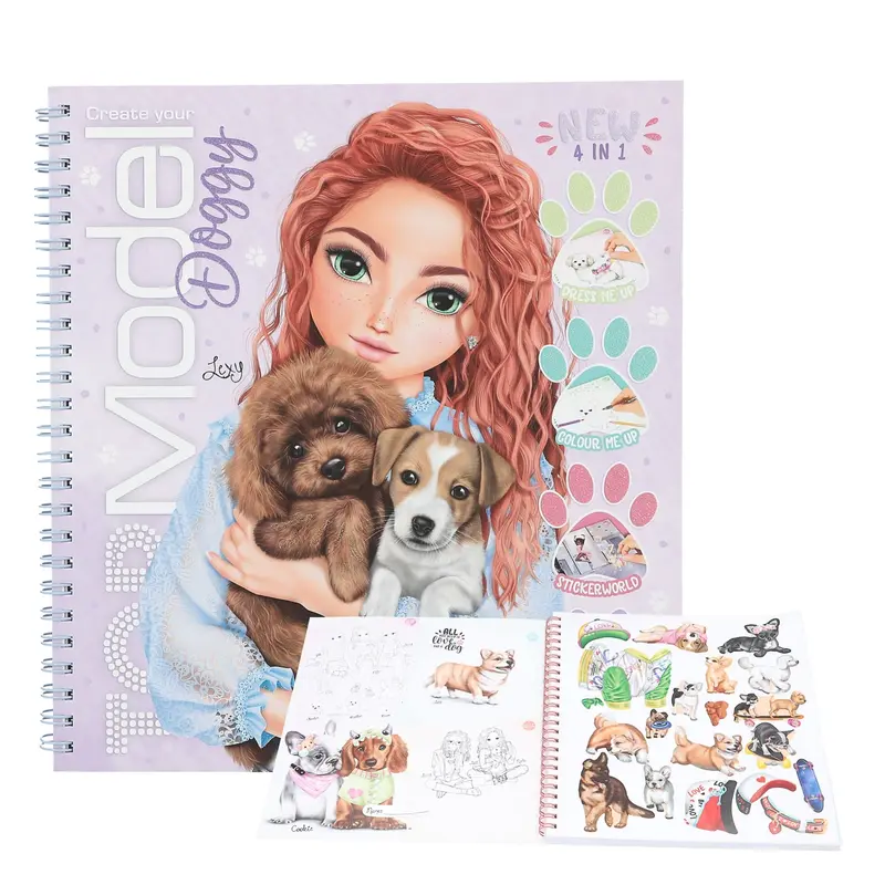 TOPModel Doggy Malbuch - Kreativbuch mit Stickern
