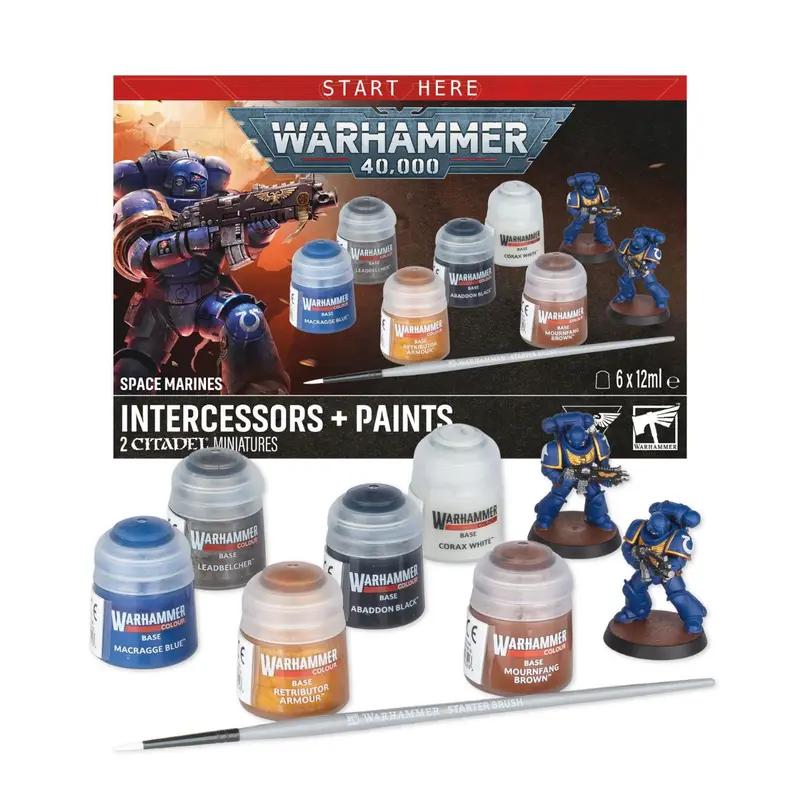 Warhammer 40k Space Marines With Paints And Tools