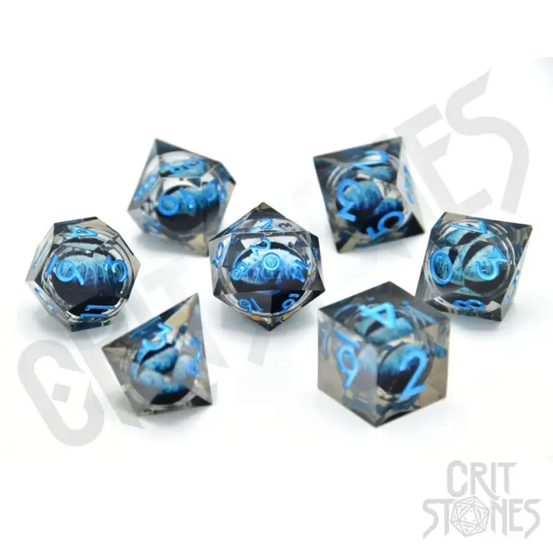 Water Dragon'S Gaze Floating Eye Rpg Dice Set